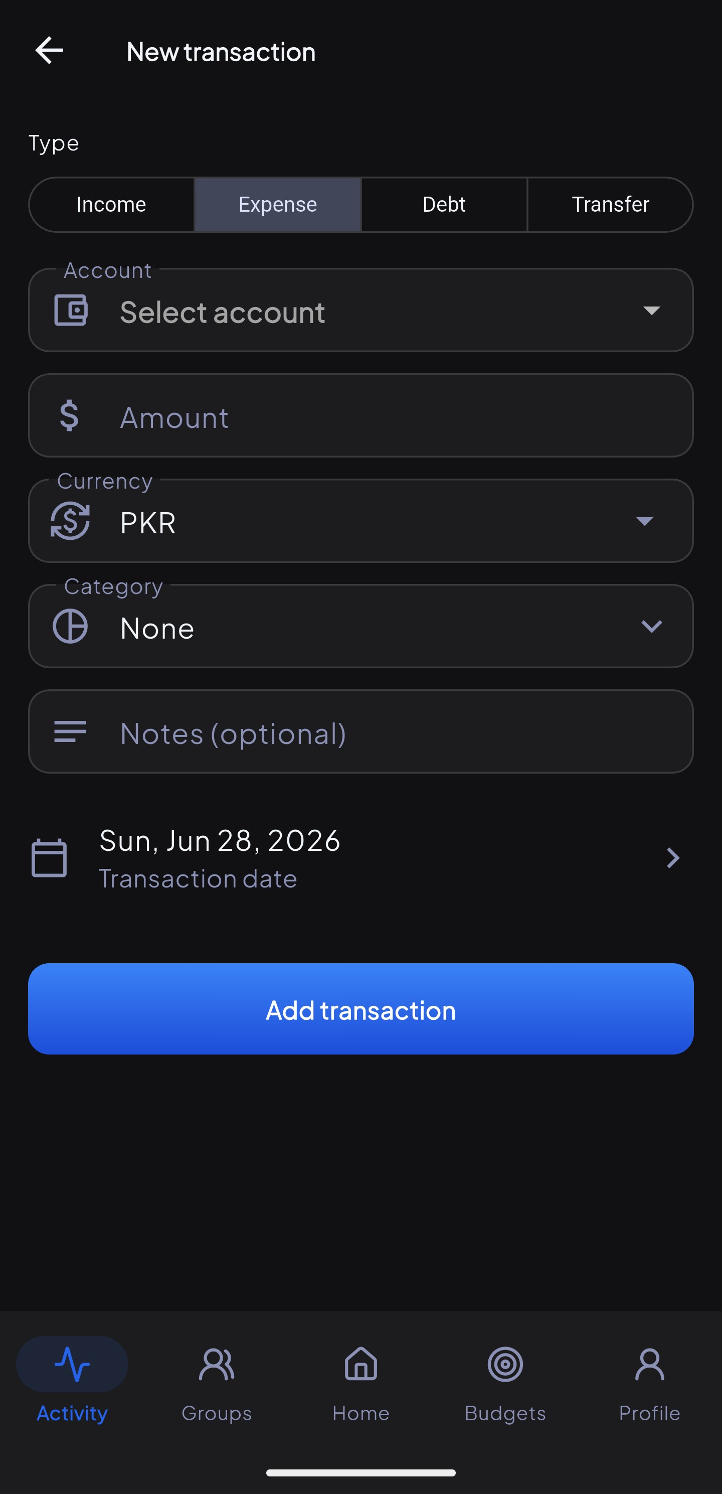 Add Transaction